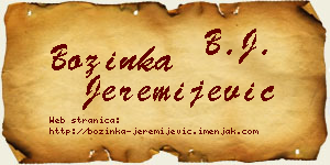 Božinka Jeremijević vizit kartica